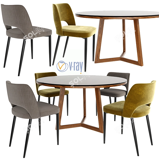 Poliform Dining Chair Set - Ready to Use, Perfect Proportions 3D model image 1