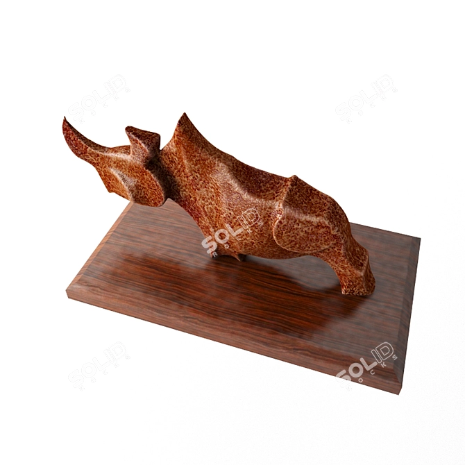 Copper Rhino Sculpture 3D model image 2