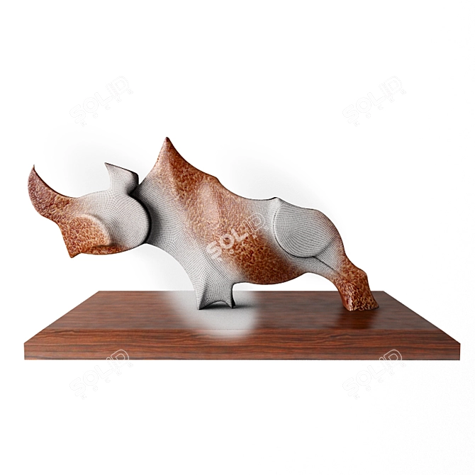 Copper Rhino Sculpture 3D model image 3