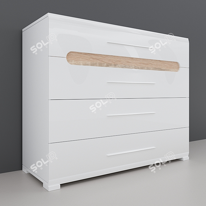 Bianco Chest - Glossy White Oak 3D model image 1