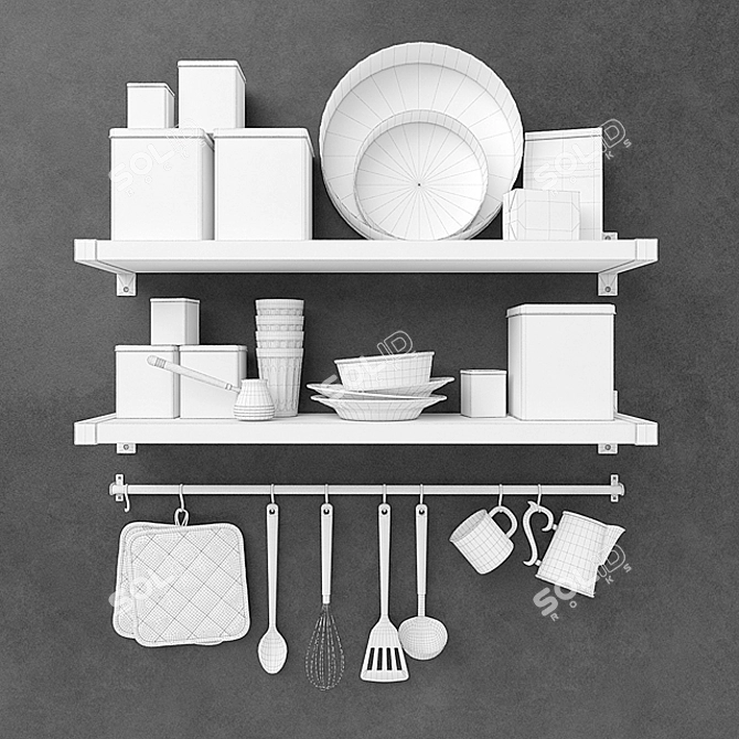 Vintage Kitchen Set 3D model image 2