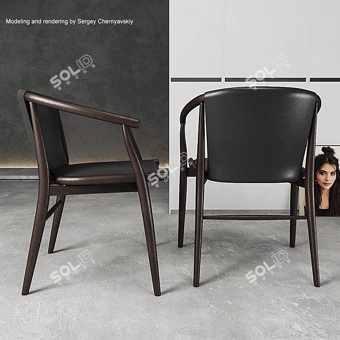 Elegant Jens Chair SJ61B 3D model image 2