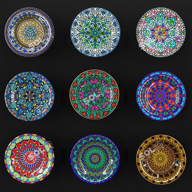 Mandala-Inspired Decorative Plate 3D model image 1