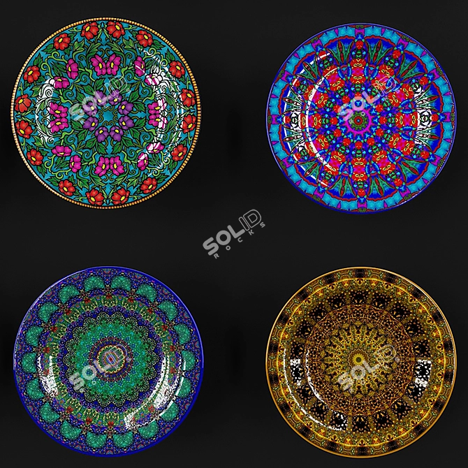 Mandala-Inspired Decorative Plate 3D model image 2