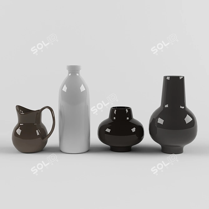 Reflective Shaped Jugs Set 3D model image 1