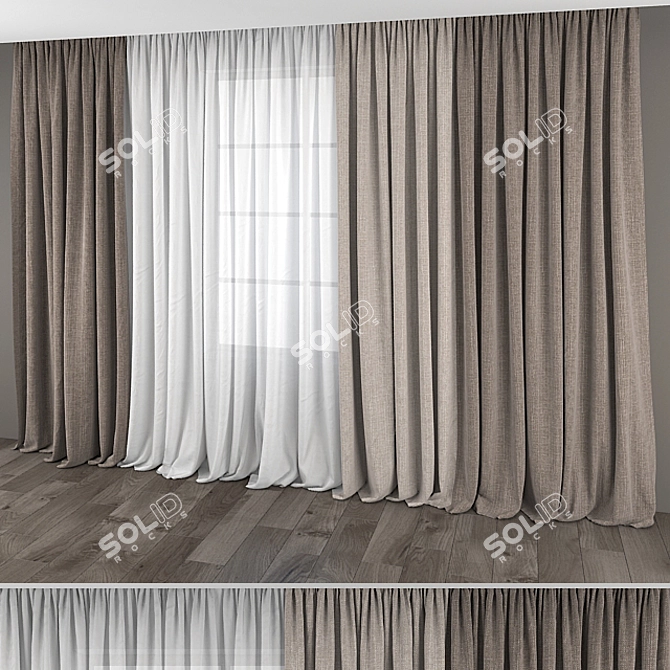 Elegant Drapes & Sheer in Assorted Fabrics 3D model image 1