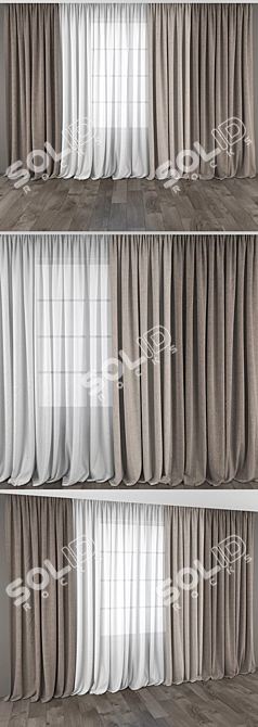 Elegant Drapes & Sheer in Assorted Fabrics 3D model image 2