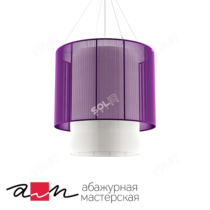 Double Pendant Lamp | Colorful Mesh & Organza Ribbon Shade 3D model image 1