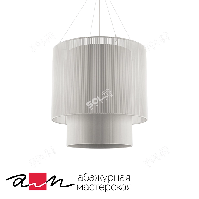 Double Pendant Lamp | Colorful Mesh & Organza Ribbon Shade 3D model image 2