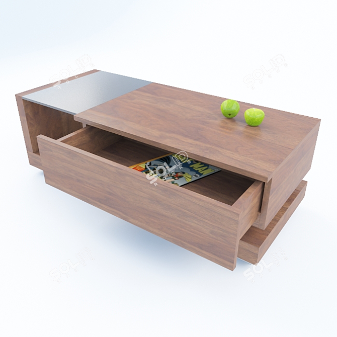 Elegant Walnut Coffee Table 3D model image 1