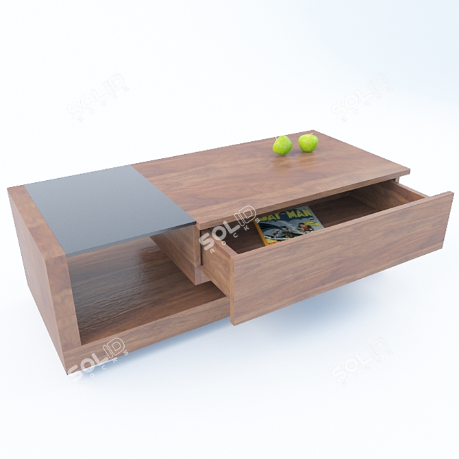 Elegant Walnut Coffee Table 3D model image 2