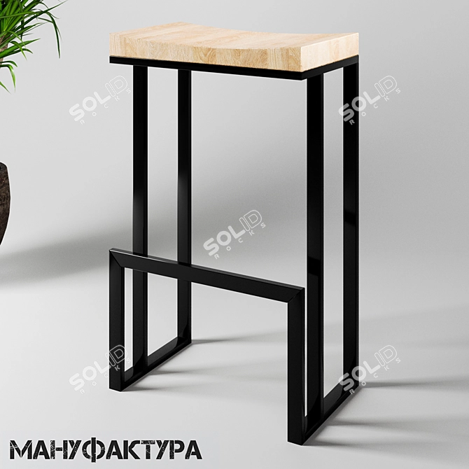 Industrial Loft Bar Stool 3D model image 1