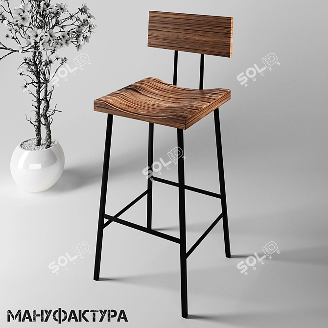 Industrial Loft Bar Stool 3D model image 1