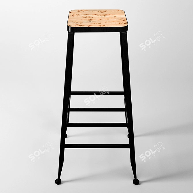 Industrial Loft Bar Stool 3D model image 2