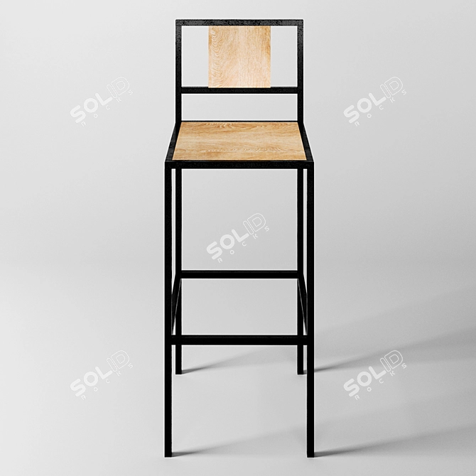 Industrial Loft Bar Stool 3D model image 2