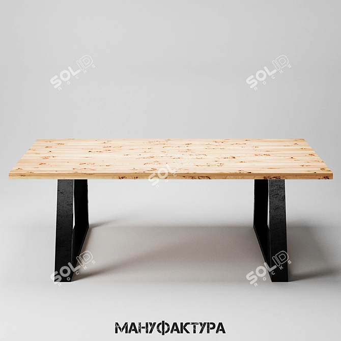 Industrial Loft Dining Table 3D model image 1