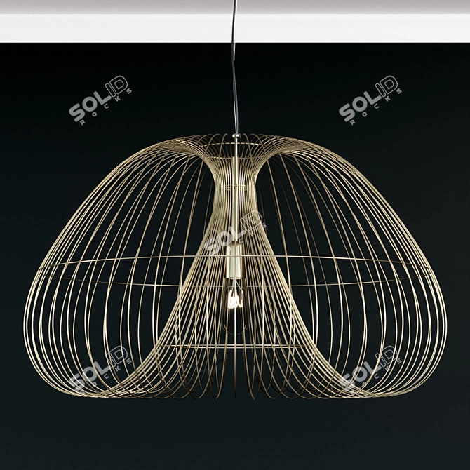 Cosmo Brass Wire Pendant Light 3D model image 1