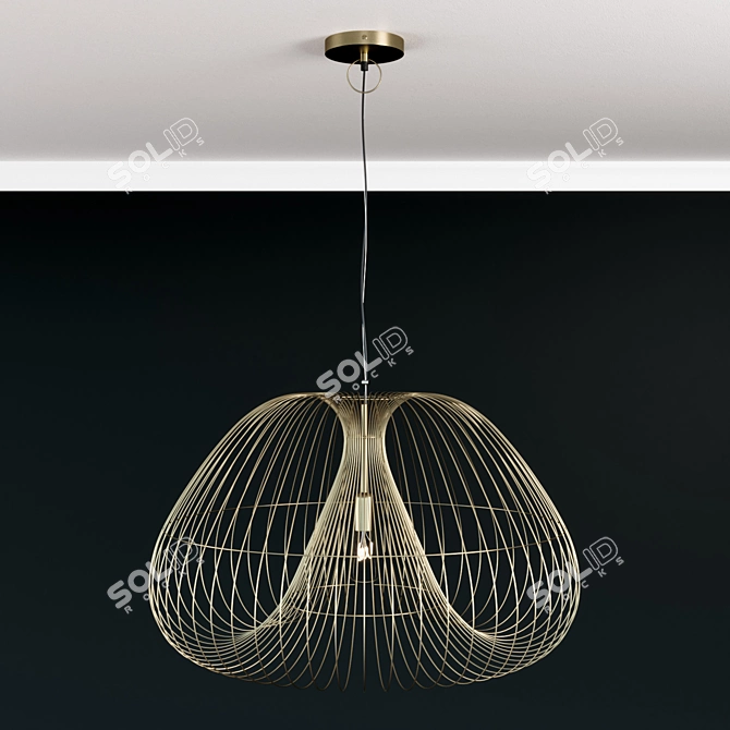 Cosmo Brass Wire Pendant Light 3D model image 2