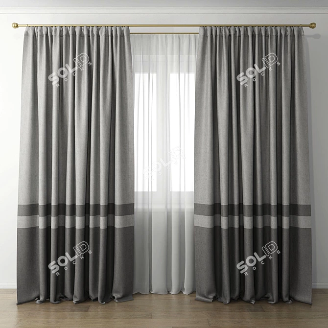 Sheer Elegance Curtain Set 3D model image 1