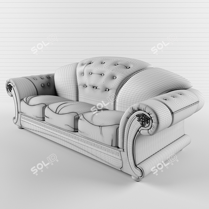 Elegant Versace Brown Leather Sofa - Modern Design, Curved Body, Luxurious Comfort 3D model image 3