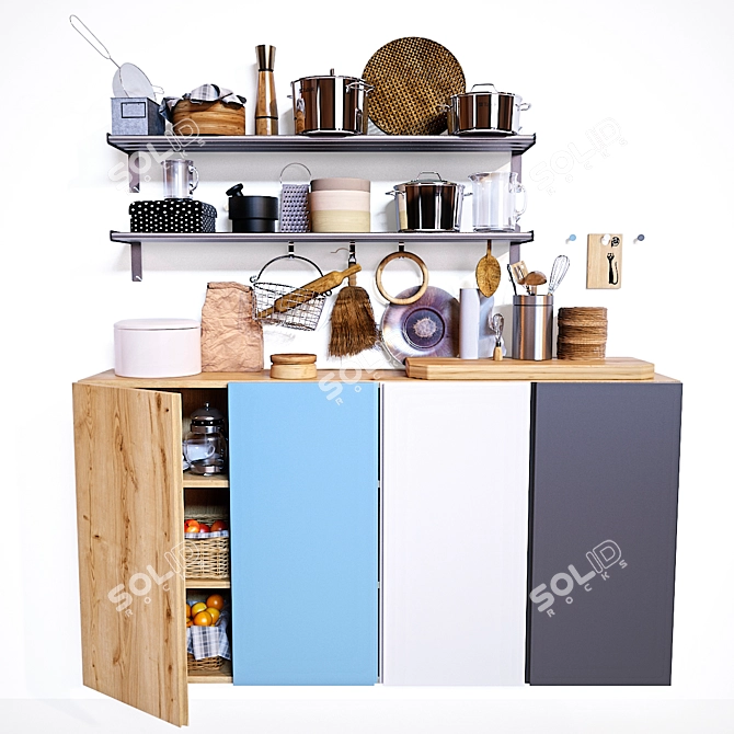 Modern Kitchen Set 3D model image 1