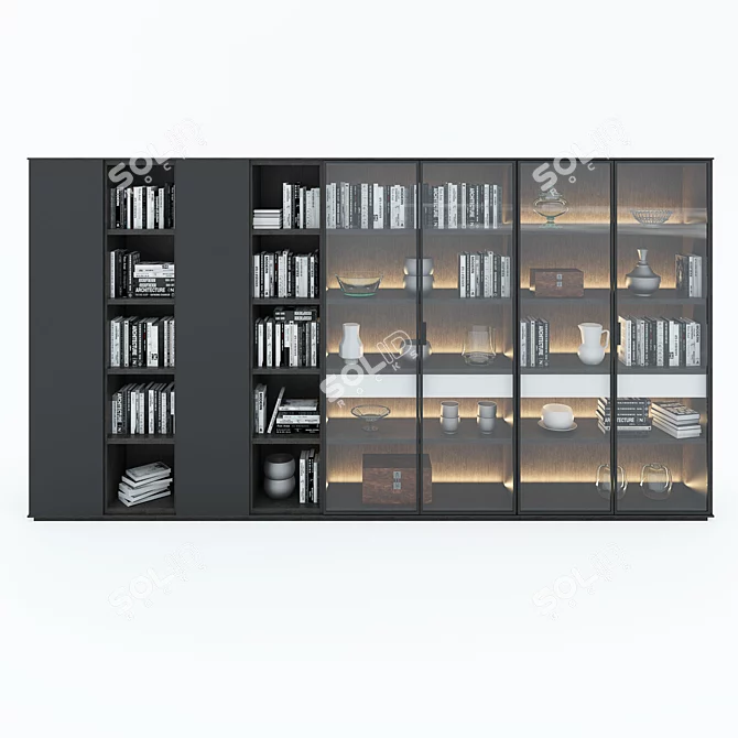 Elegant Book Display Shelf 3D model image 2