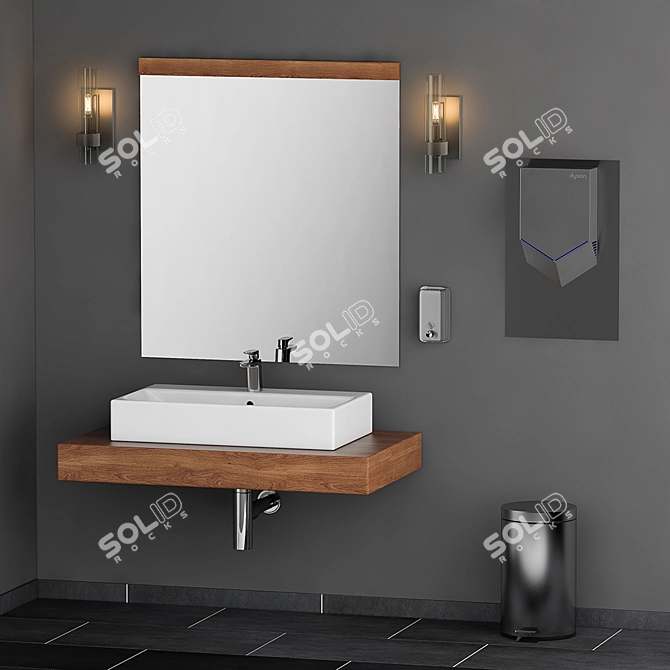 Sleek Bathroom Essentials Set 3D model image 1