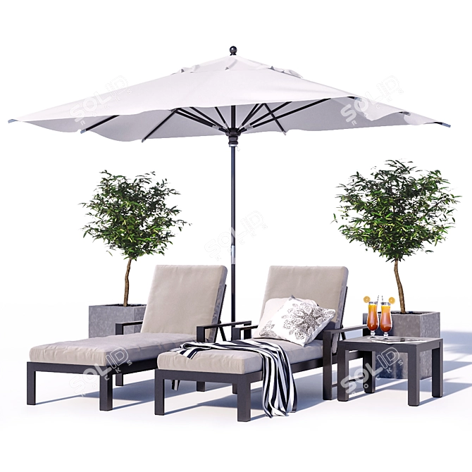 Indio Metal Outdoor Set: Chaise & Side Table 3D model image 1