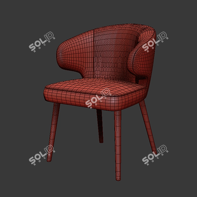 Modern Minotti Aston Dining Chair with Armrests 3D model image 3