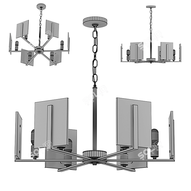 Marble Square Chandelier: Elegant Loft Lighting 3D model image 3