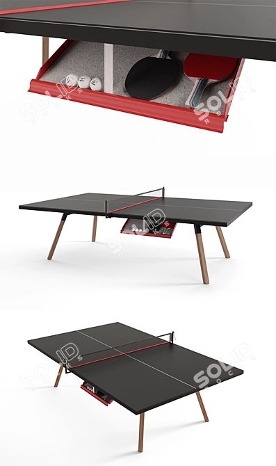 GESSATO Ping Pong Table: The Perfect Home-Office Game 3D model image 2