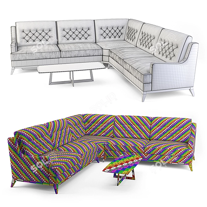 Title: Costa Bella Fabio Corner Sofa Set 3D model image 3