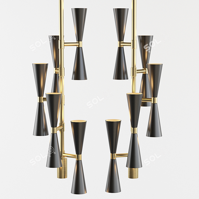 Retro Brass Pendant Chandelier 3D model image 2