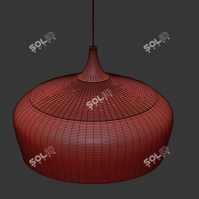 Sleek Black Wood and Aluminum Pendant Lights 3D model image 2