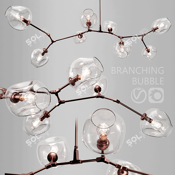 Modern Branching Bubble Chandelier 3D model image 1