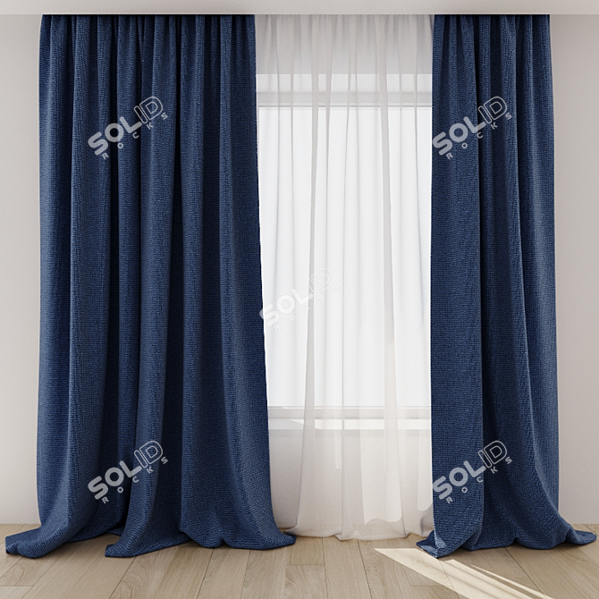 Elegant Window Curtains Set 3D model image 1