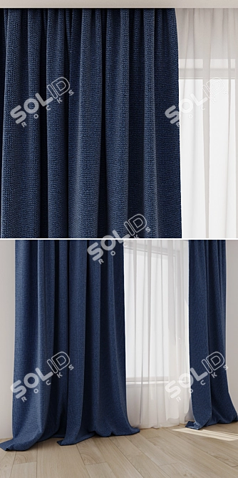 Elegant Window Curtains Set 3D model image 2