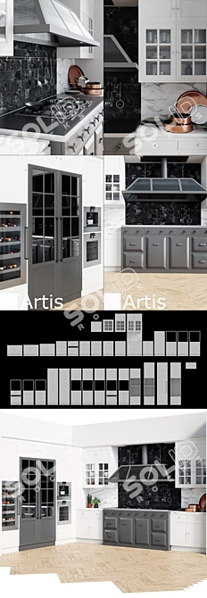 Elegant Artis Kitchen by Marchi Cucine 3D model image 2