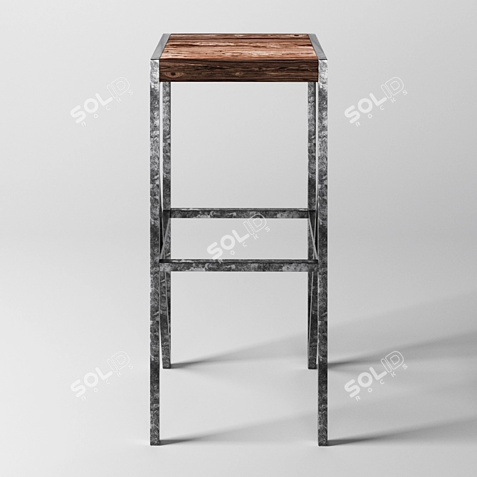 Industrial Loft Style Bar Stool 3D model image 2