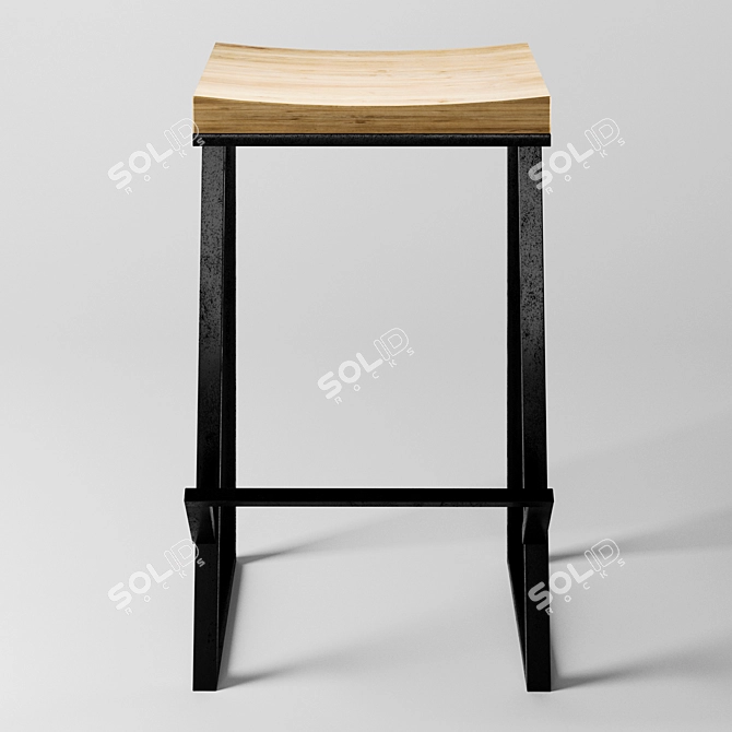 Industrial Loft Bar Stool 3D model image 2