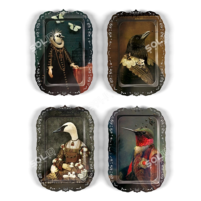 Artistic Serving Trays: Pia, Bianca, Ambroise, Bernardo 3D model image 1