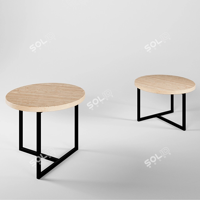 Loft Style Low Coffee Table 3D model image 2