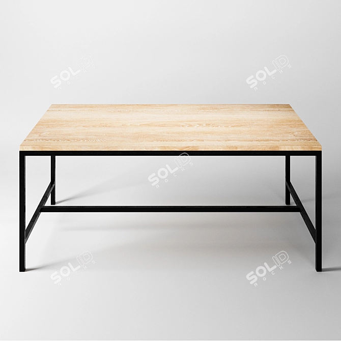 Industrial Loft Style Restaurant Table and Benches 3D model image 2