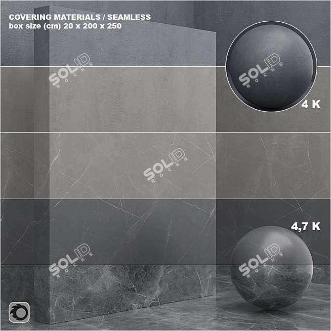 Seamless Coating Set: Marble, Stone, Plaster 3D model image 1