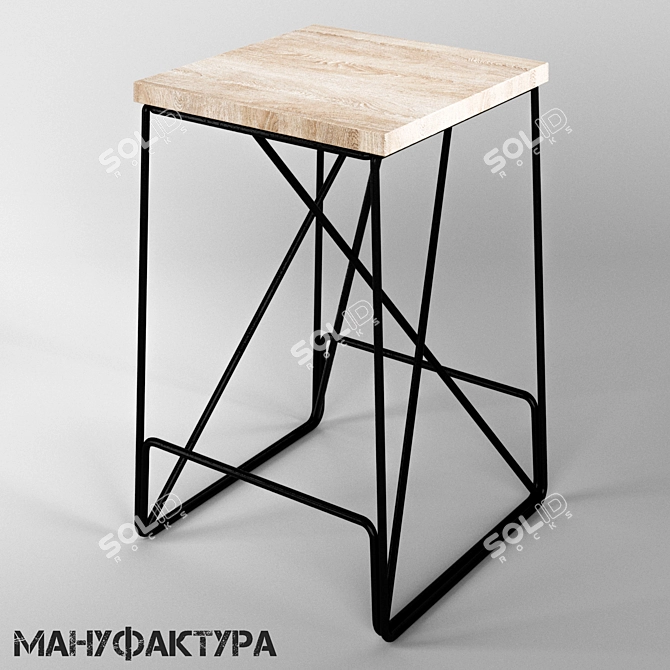 OM Loft Style Semi-Bar Stool 3D model image 1