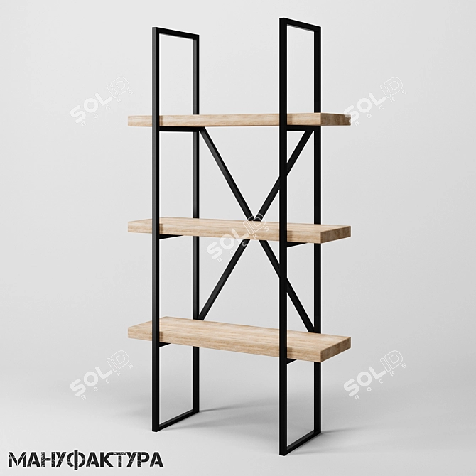 Industrial Loft Shelving Unit | 3 Shelves 3D model image 1