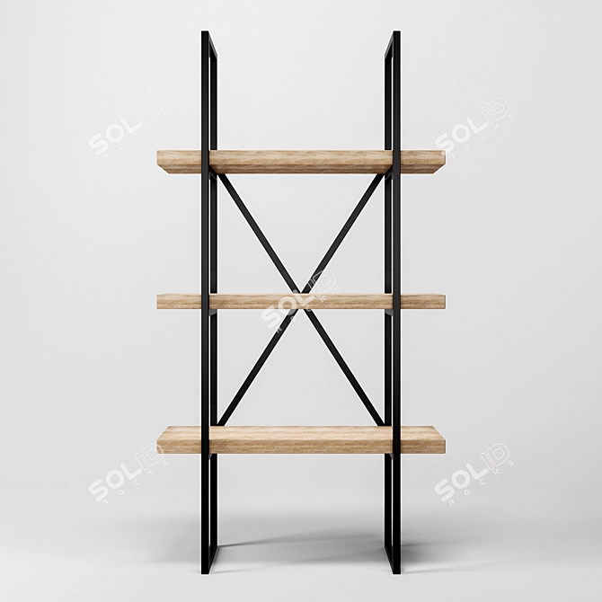 Industrial Loft Shelving Unit | 3 Shelves 3D model image 2