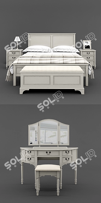 Laura Ashley Dove Gray Bedroom Set 3D model image 2
