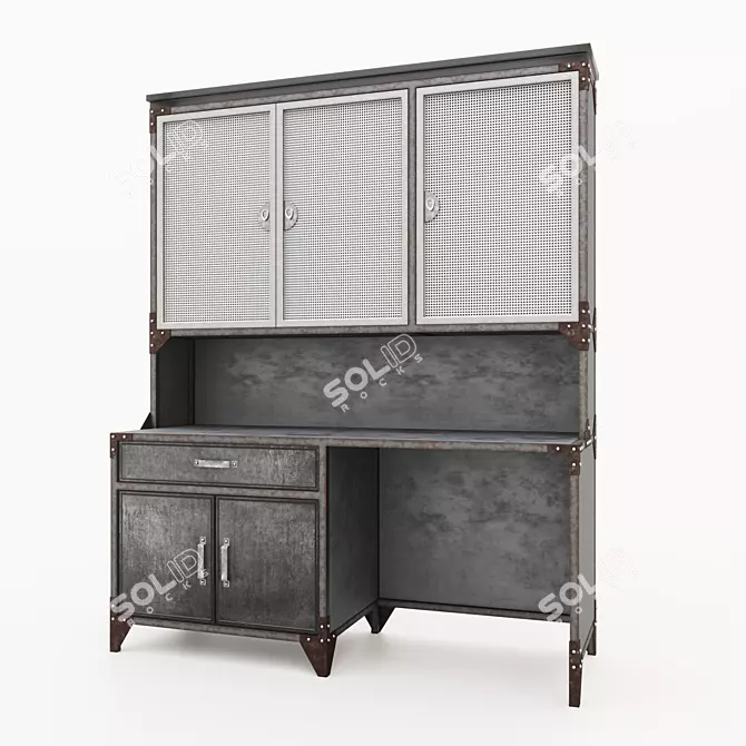 Handcrafted Metal Cabinet 3D model image 1