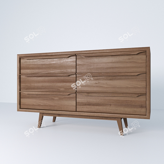 Vintage Janeiro Mango Wood Sideboard 3D model image 1